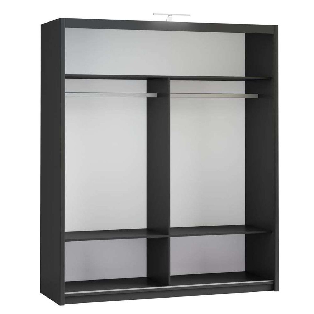 Aurora 180cm 2-Door Mirrored Sliding Wardrobe in Black – product detail