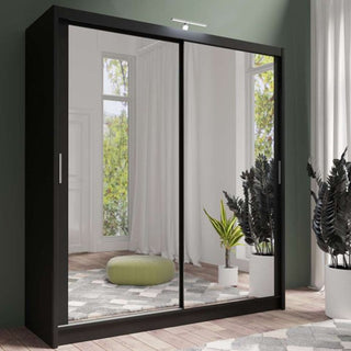 Aurora 203cm 2-Door Mirrored Sliding Wardrobe in Black