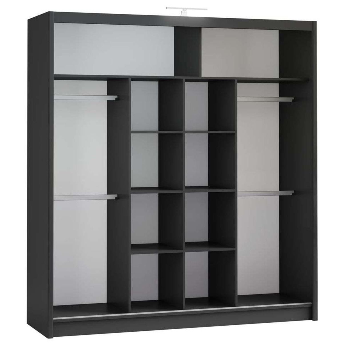 Aurora 203cm 2-Door Mirrored Sliding Wardrobe in Black – product detail