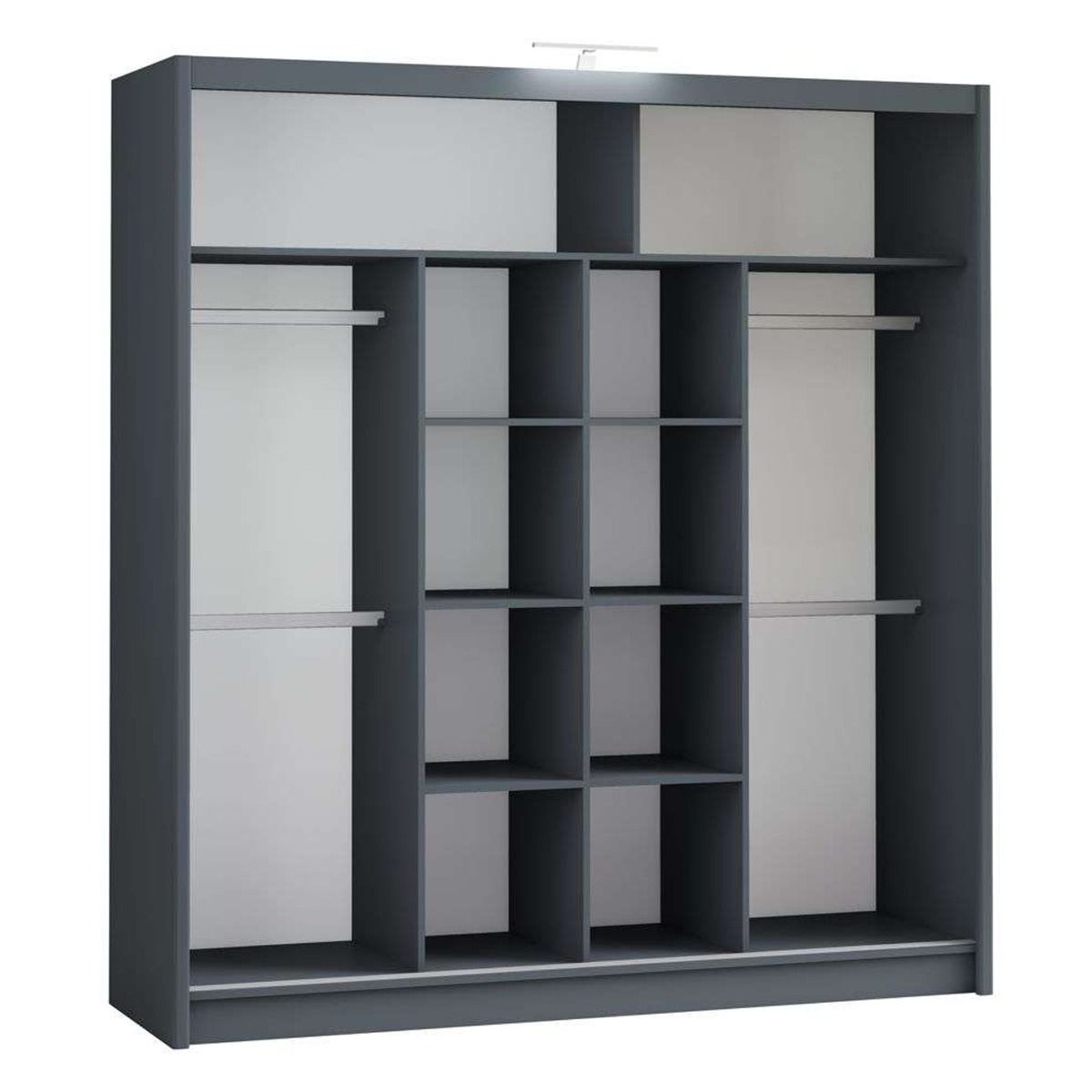 Aurora 203cm 2-Door Mirrored Sliding Wardrobe in Grey – product detail