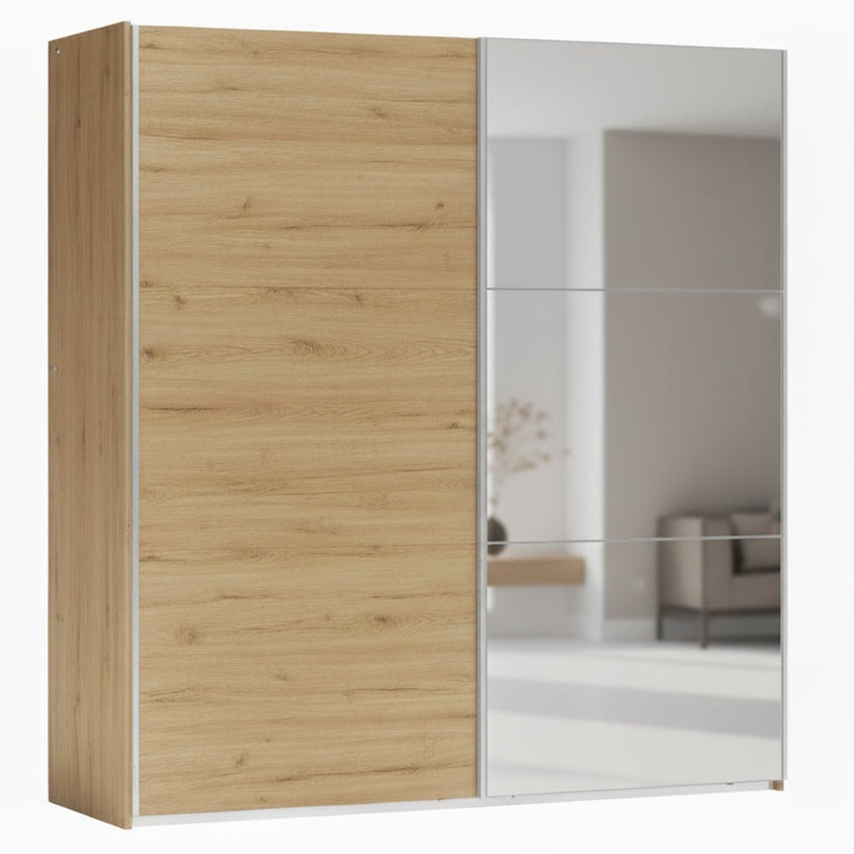 BORIS 2 Door Sliding Wardrobe Medium Oak - 200cm – image 1