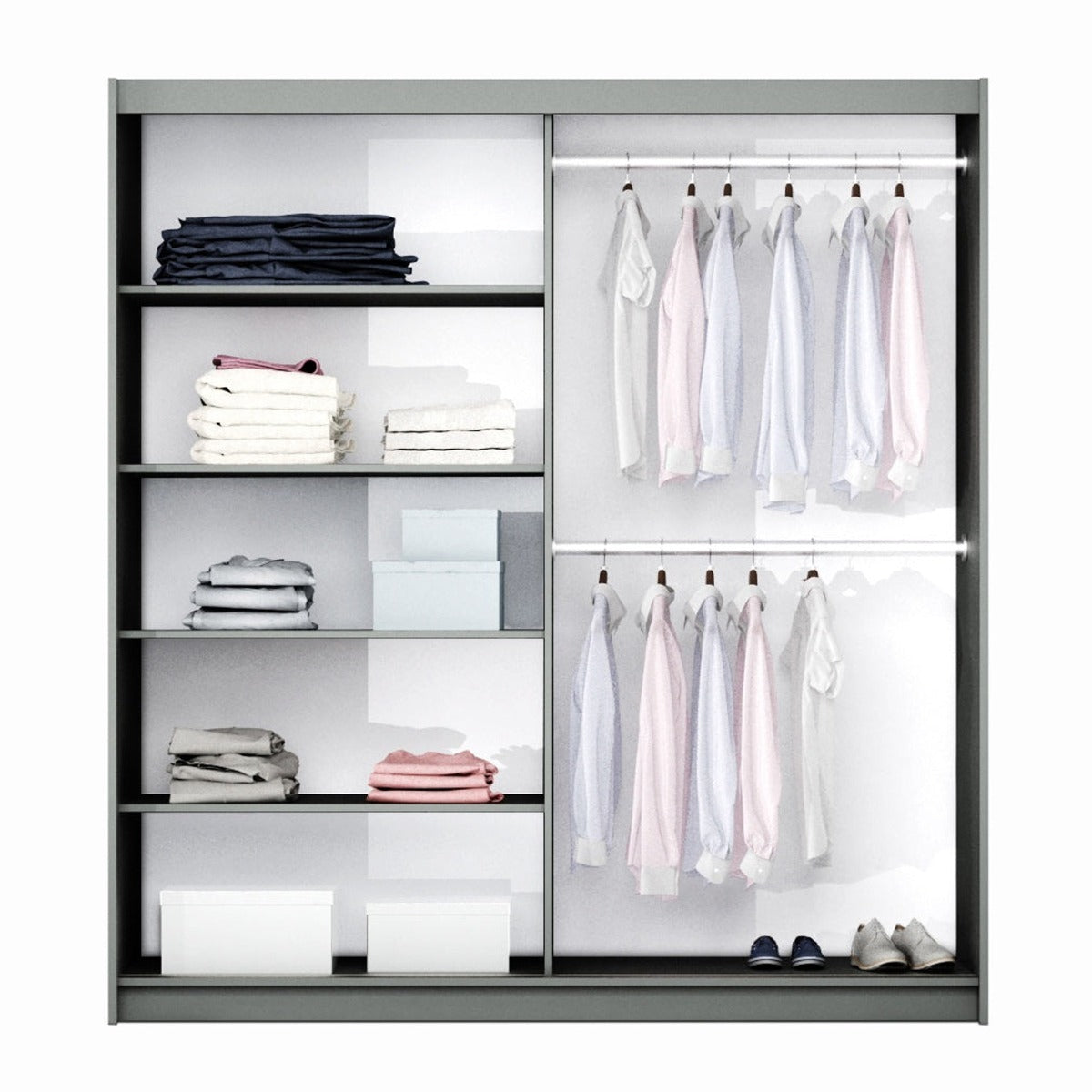 BORIS 2 Door Sliding Wardrobe Medium Oak - 200cm – image 2