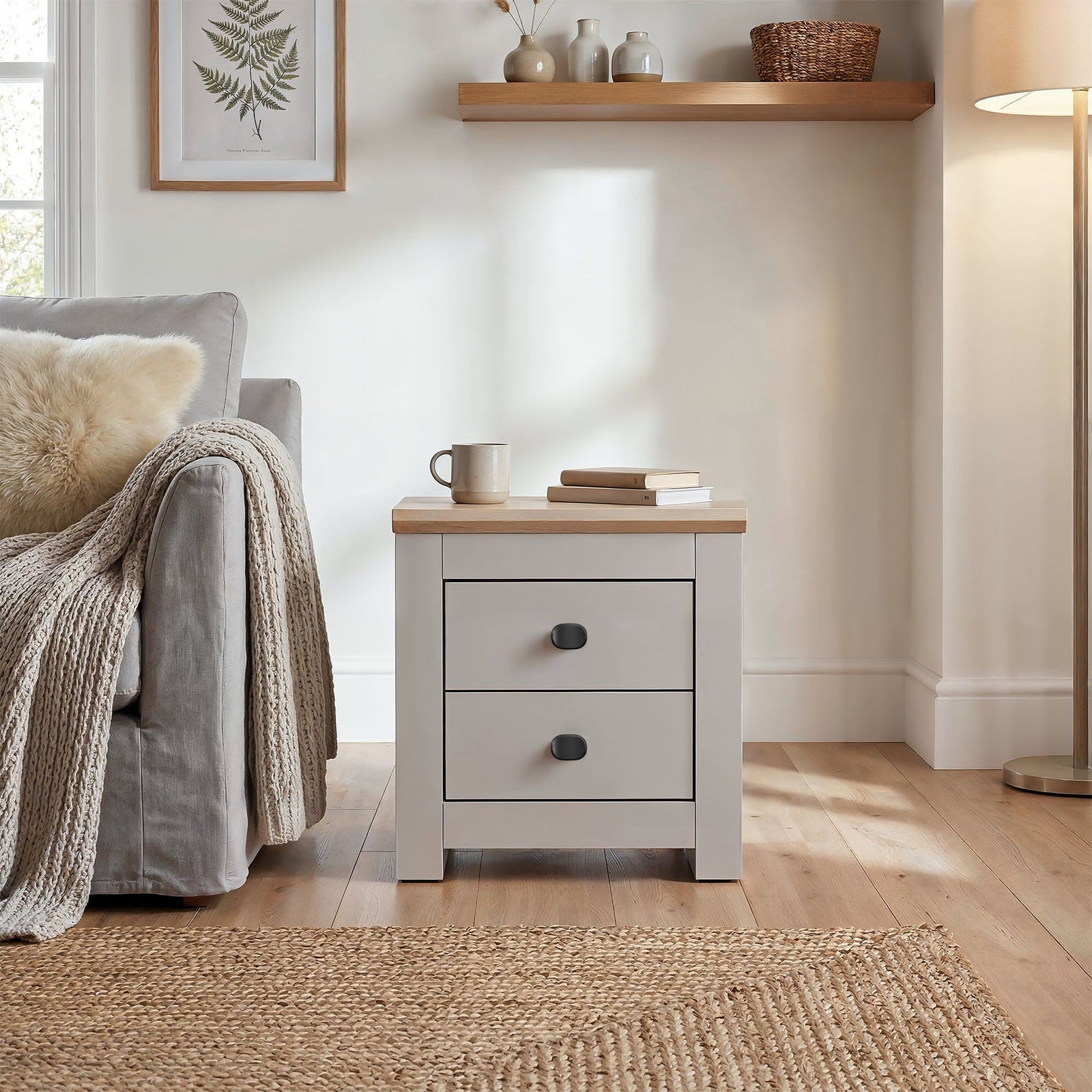 MILANA Bedsite Table with 2 Drawers - Cashmere – image 4