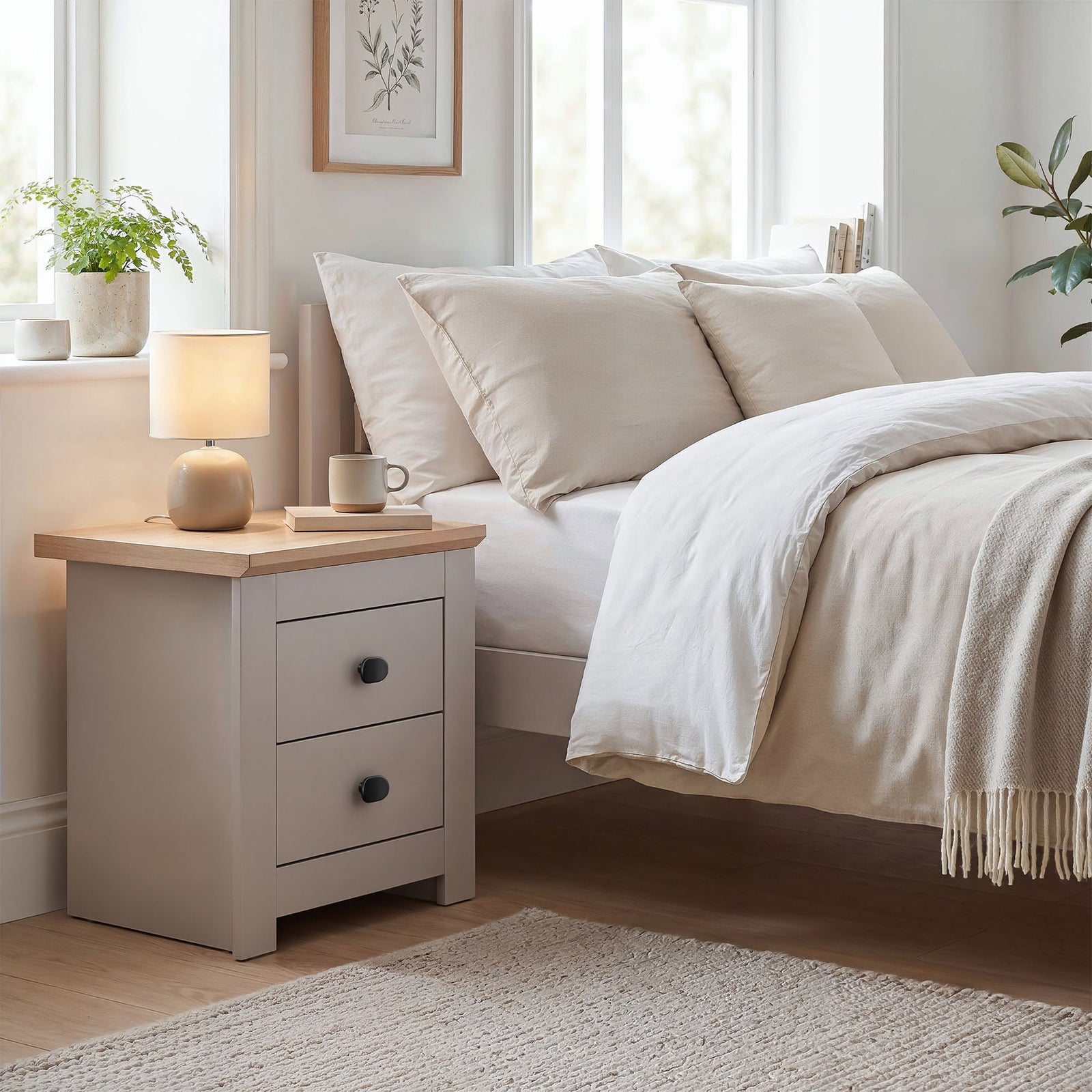 MILANA Bedsite Table with 2 Drawers - Cashmere – image 3