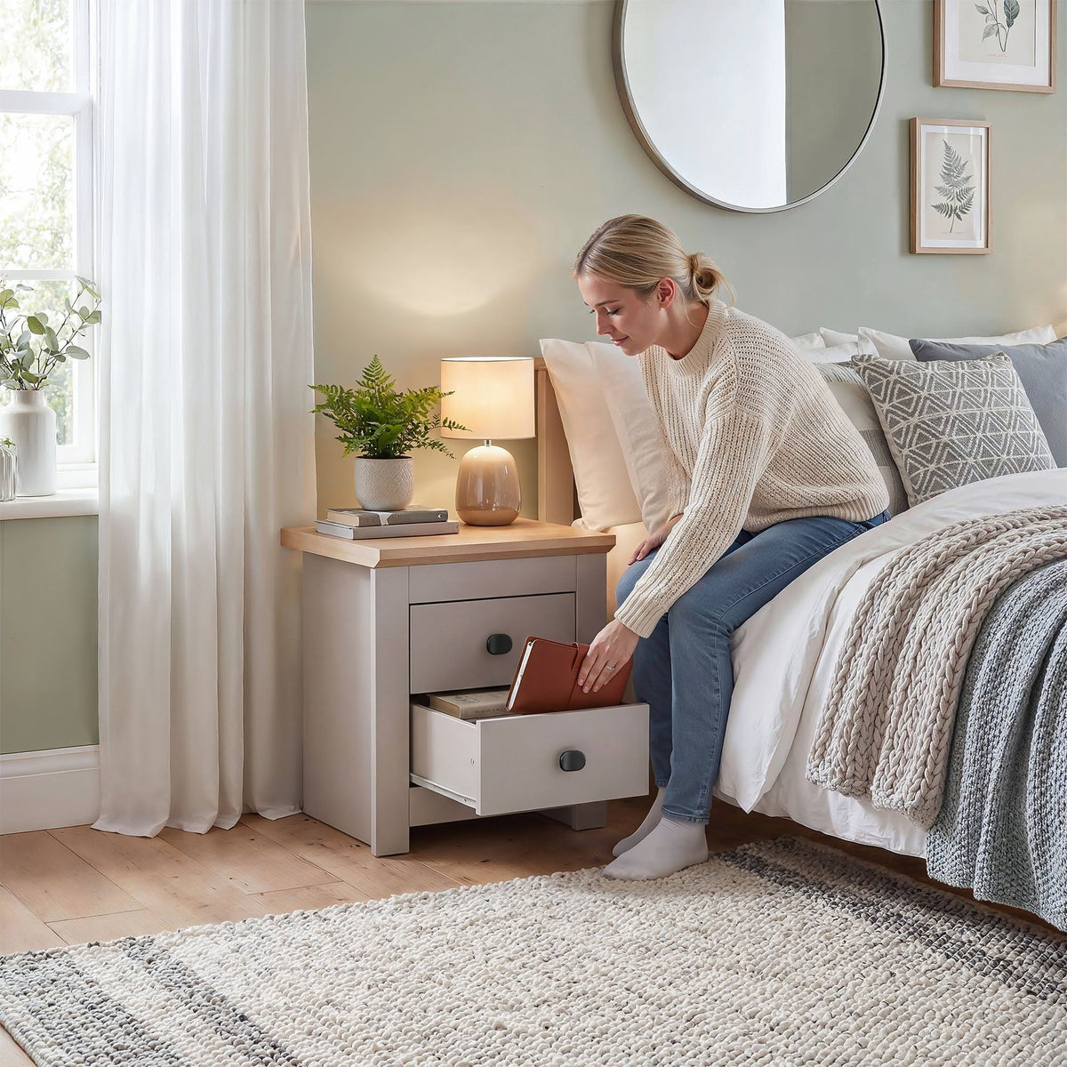 MILANA Bedsite Table with 2 Drawers - Cashmere – image 8