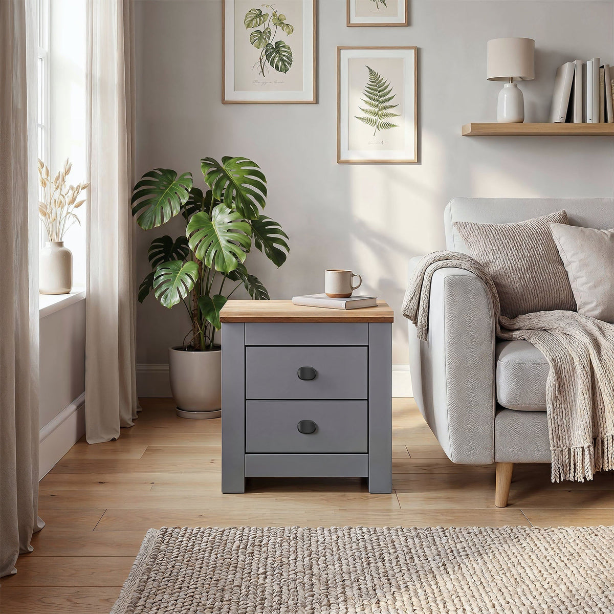 MILANA Bedsite Table with 2 Drawers - Graphite – image 2