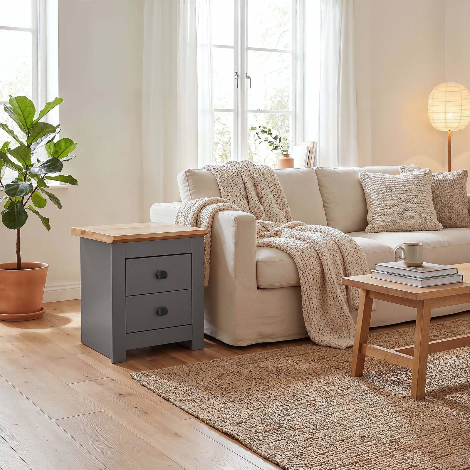 MILANA Bedsite Table with 2 Drawers - Graphite – image 6