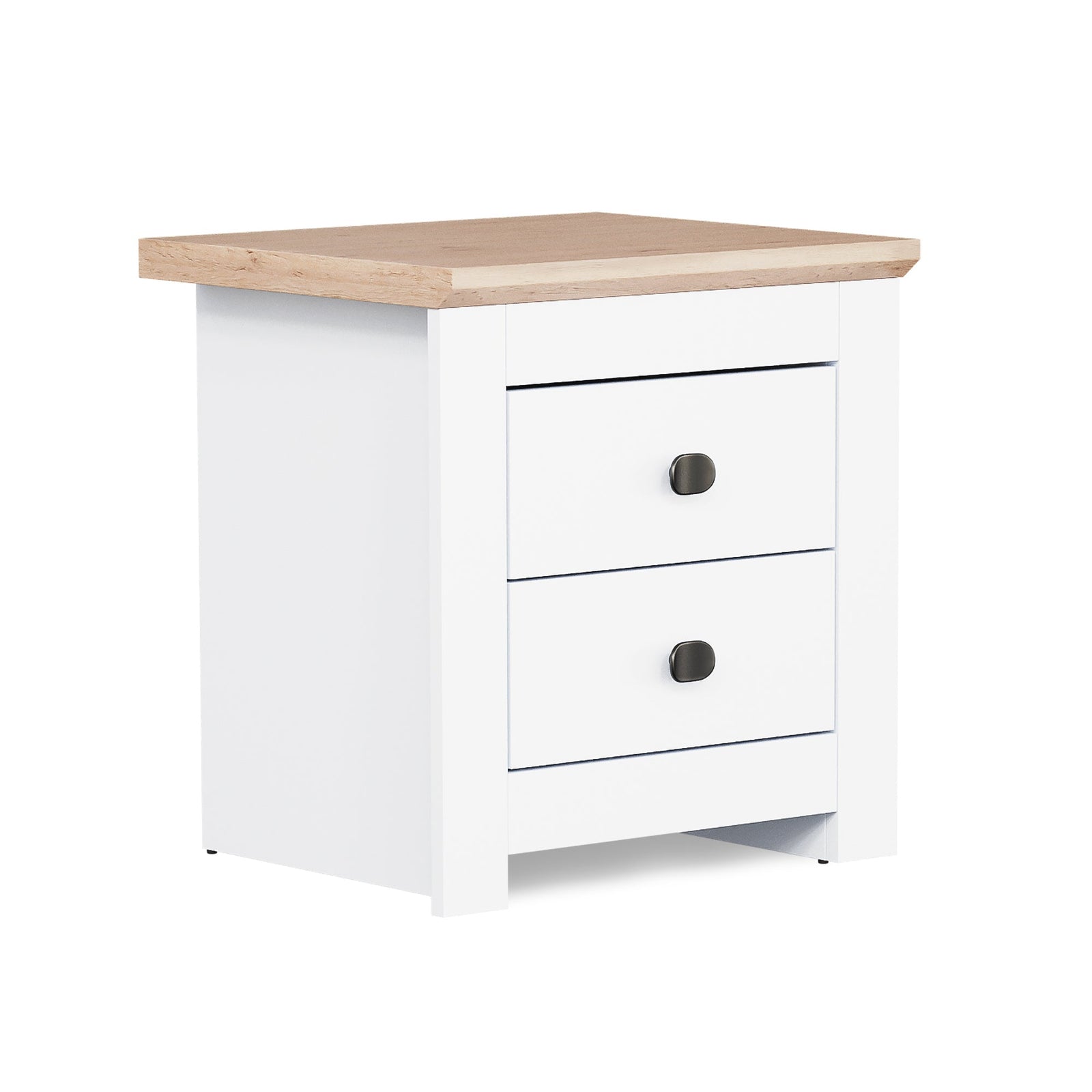 MILANA Bedsite Table with 2 Drawers - White – image 1
