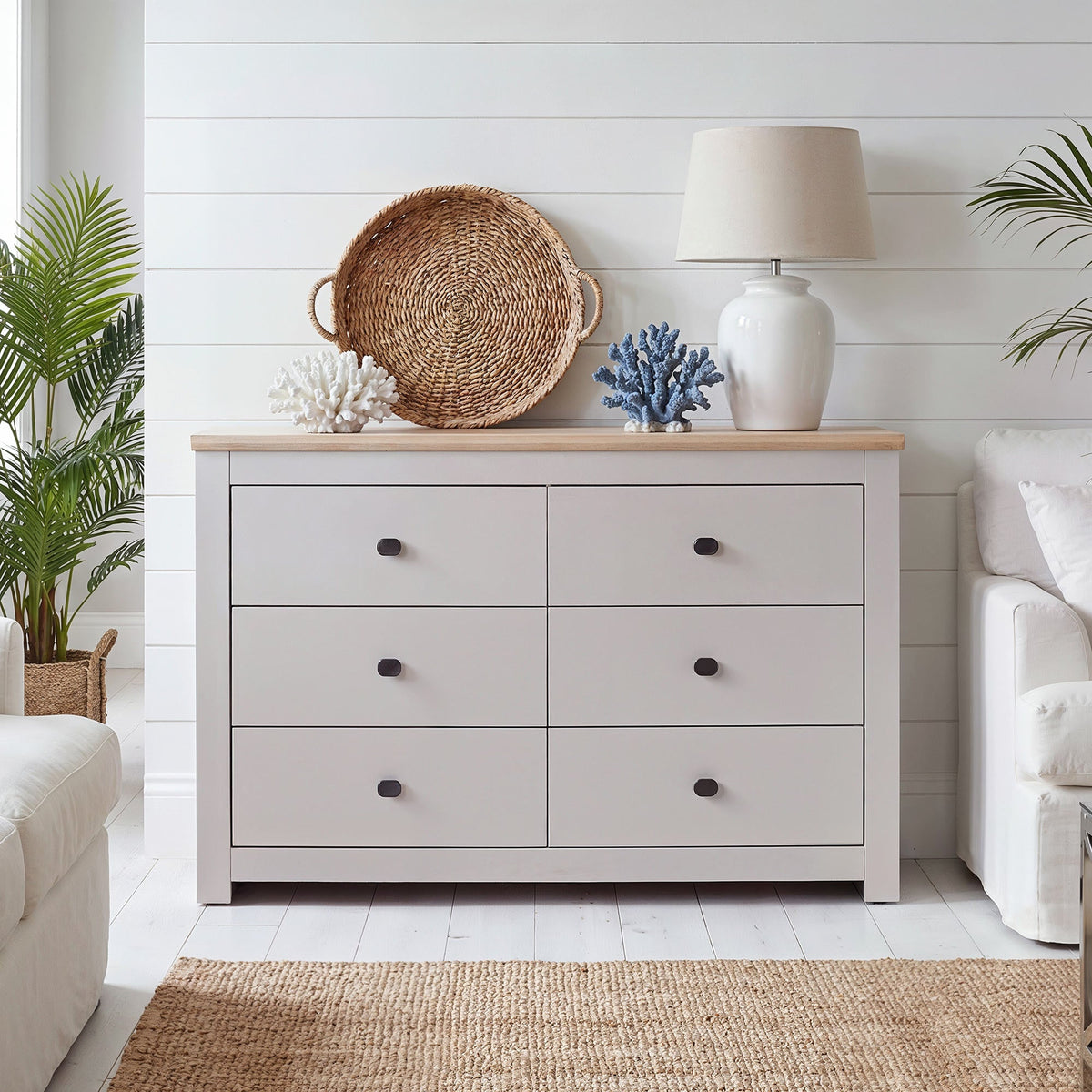 MILANA Beige Chest of Drawers - Large-sized, Double, 6 Drawers – image 8