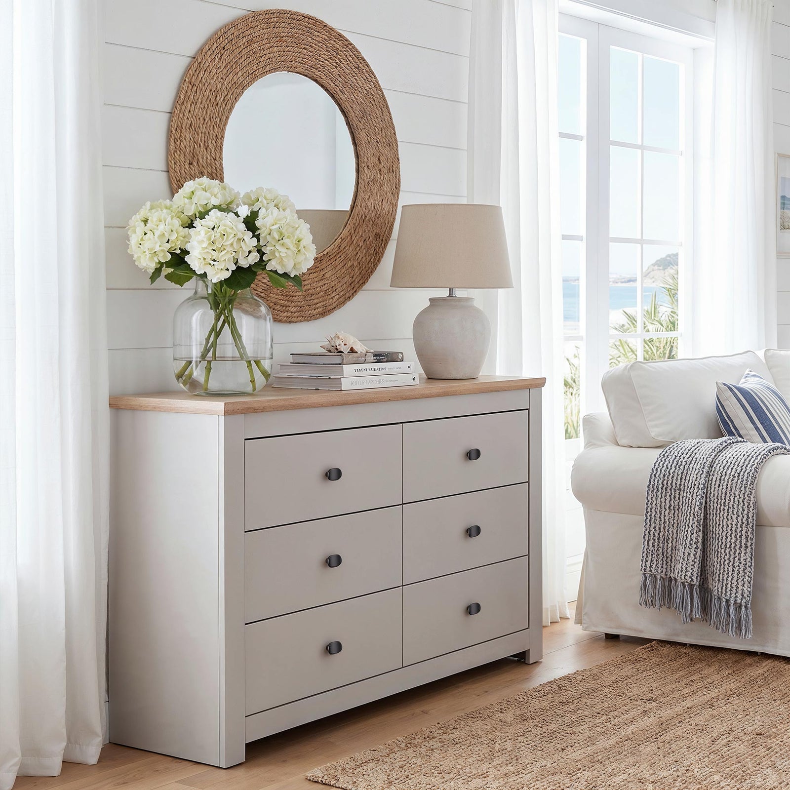 MILANA Beige Chest of Drawers - Large-sized, Double, 6 Drawers – image 7