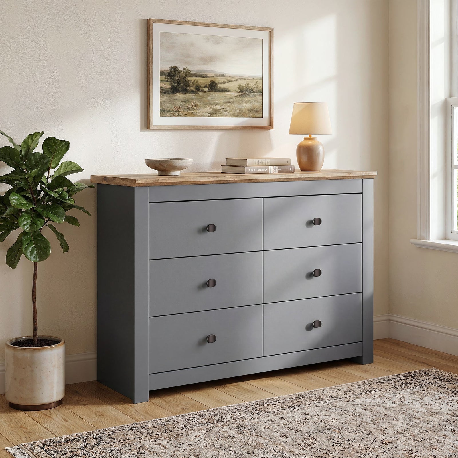 MILANA Grey Chest of Drawers - Large-sized, Double, 6 Drawers – image 2