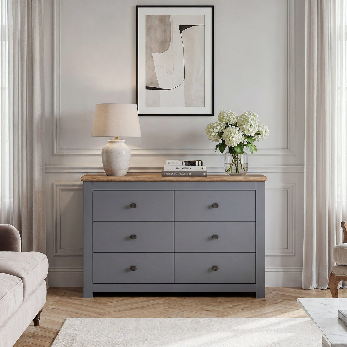 MILANA Grey Chest of Drawers - Large-sized, Double, 6 Drawers – image 5