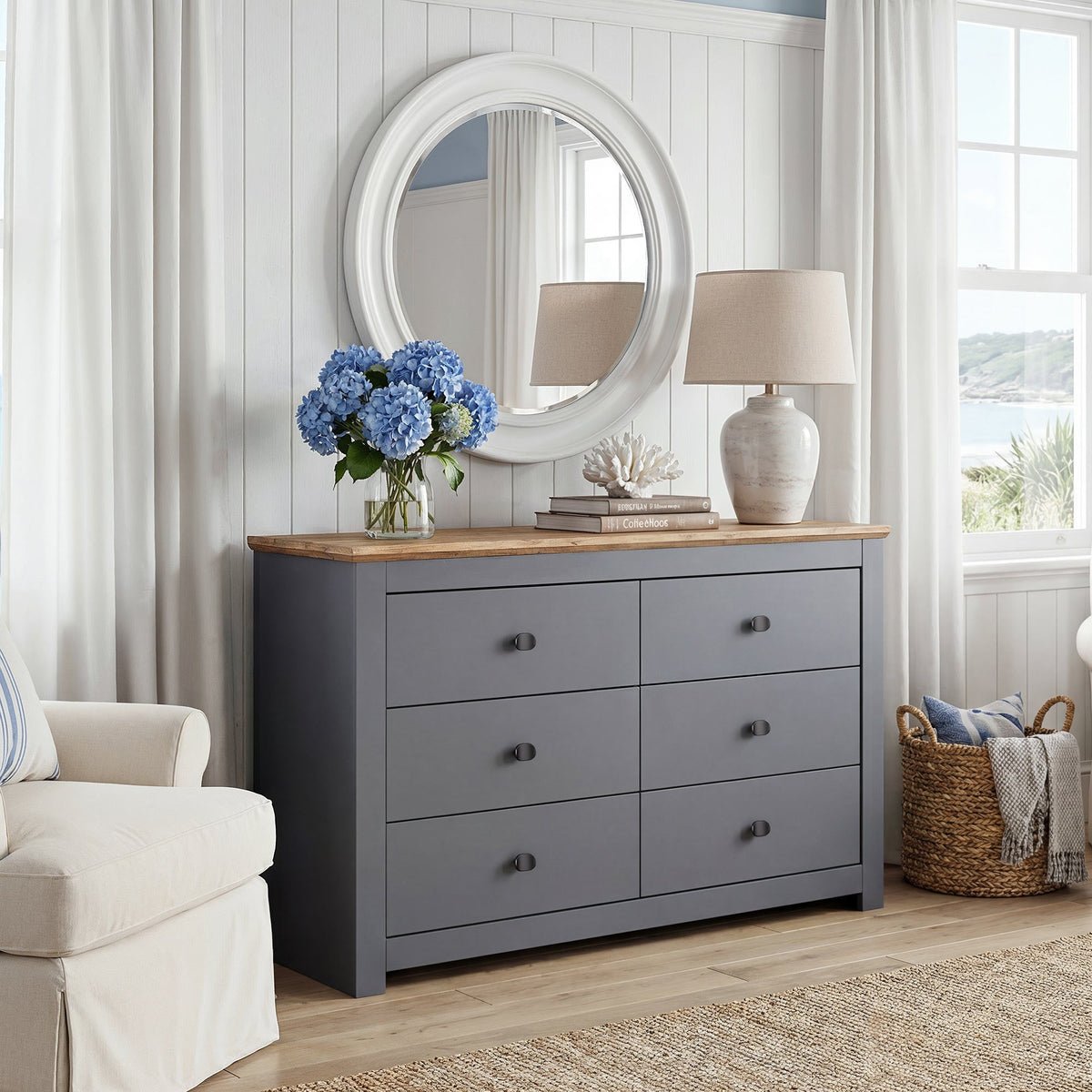 MILANA Grey Chest of Drawers - Large-sized, Double, 6 Drawers – image 6