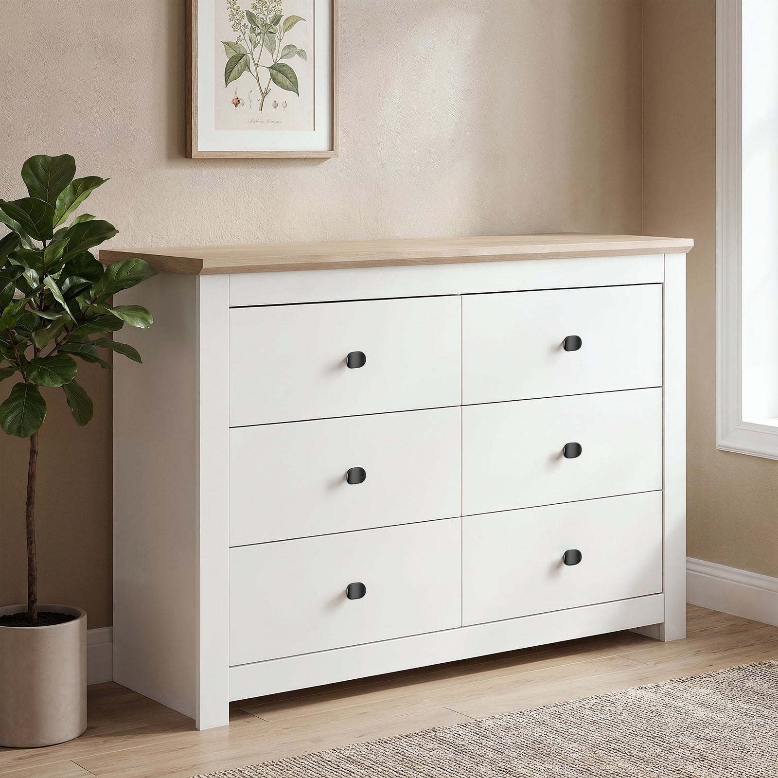MILANA White Chest of Drawers - Large-sized, Double, 6 Drawers – image 1