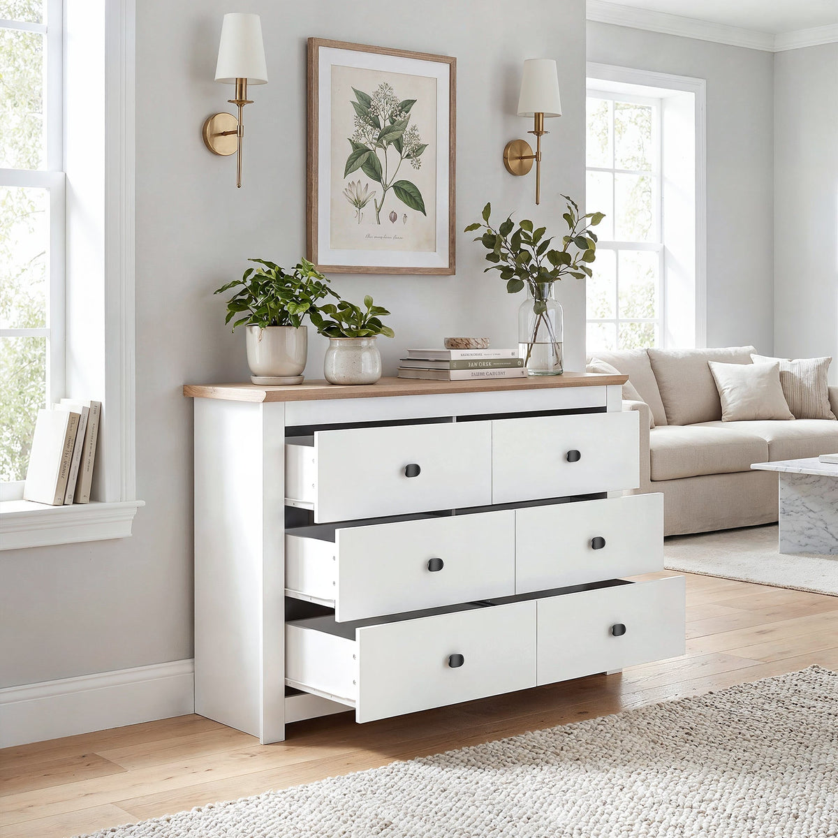 MILANA White Chest of Drawers - Large-sized, Double, 6 Drawers – image 8