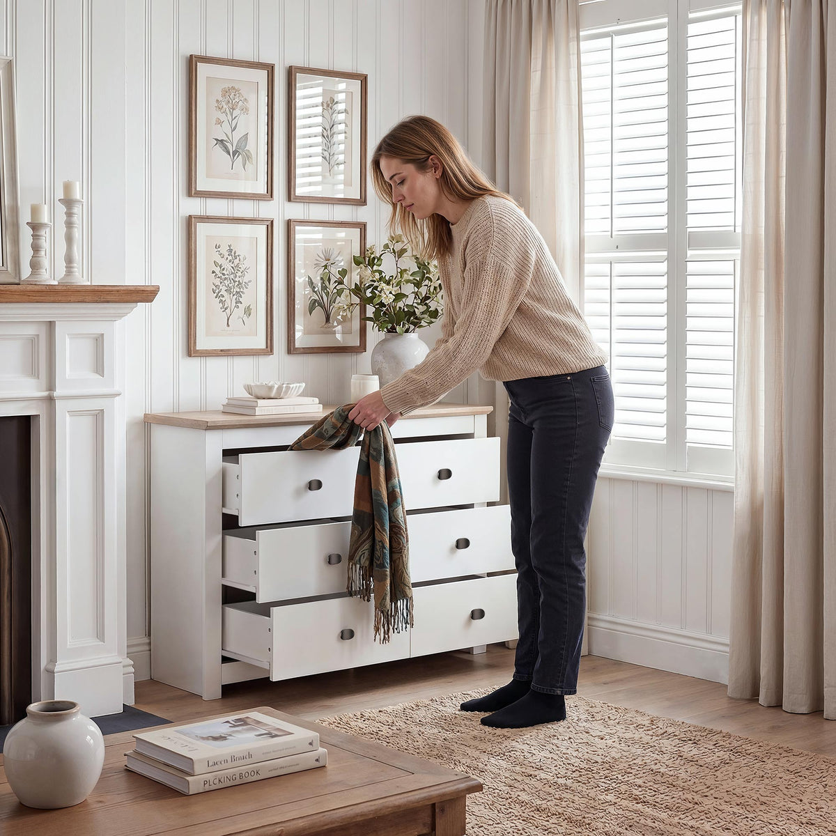 MILANA White Chest of Drawers - Large-sized, Double, 6 Drawers – image 7