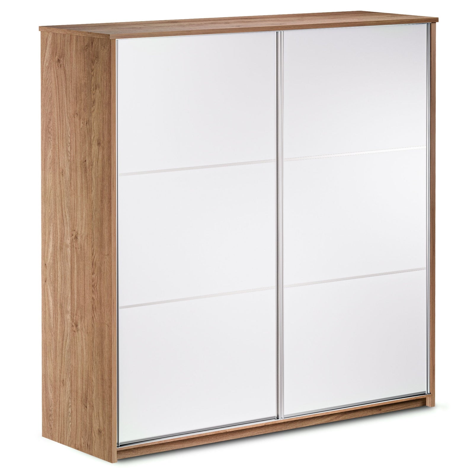 RUSI 2 Door Sliding Wardrobe Oak with White - 180cm – image 1