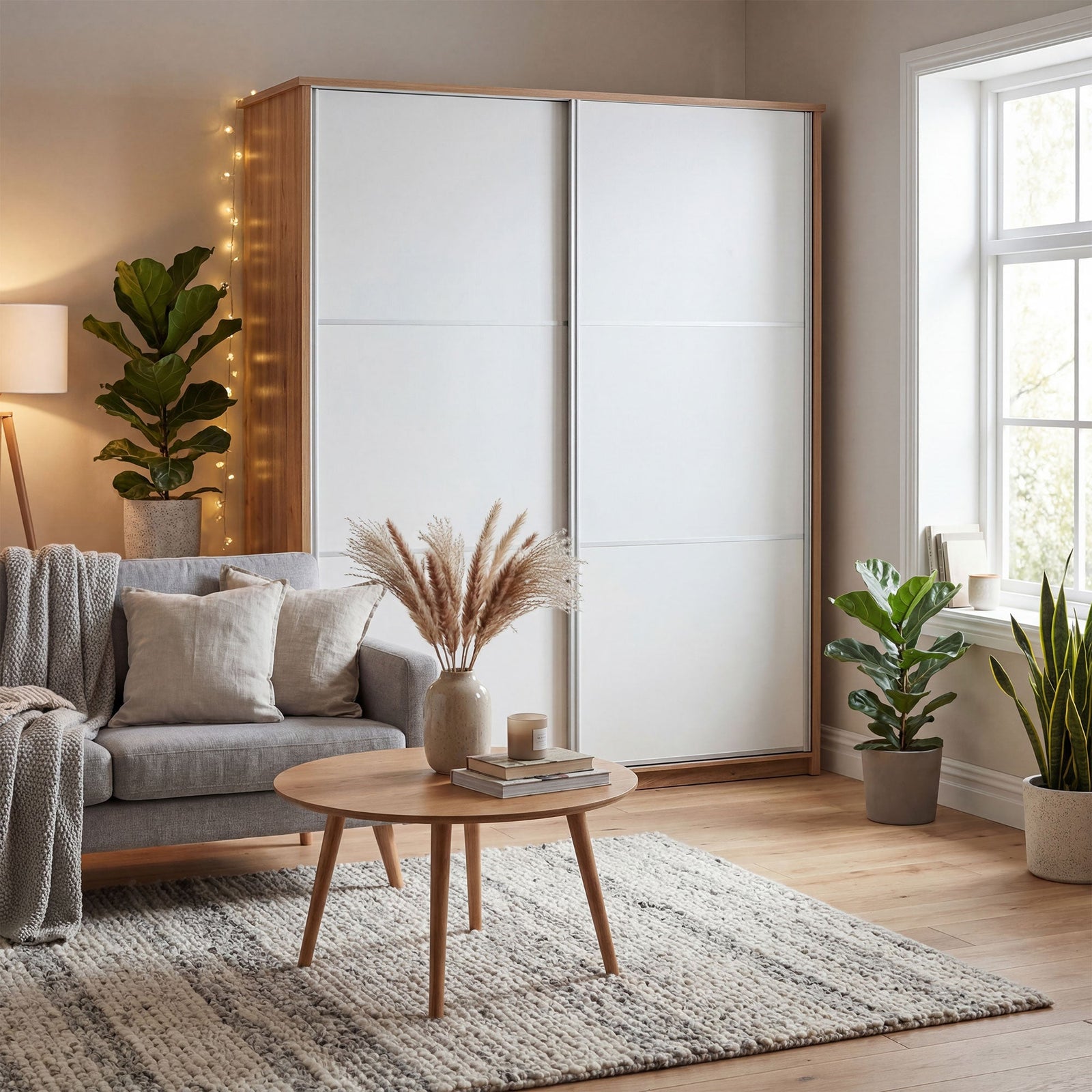 RUSI 2 Door Sliding Wardrobe Oak with White - 180cm – image 3