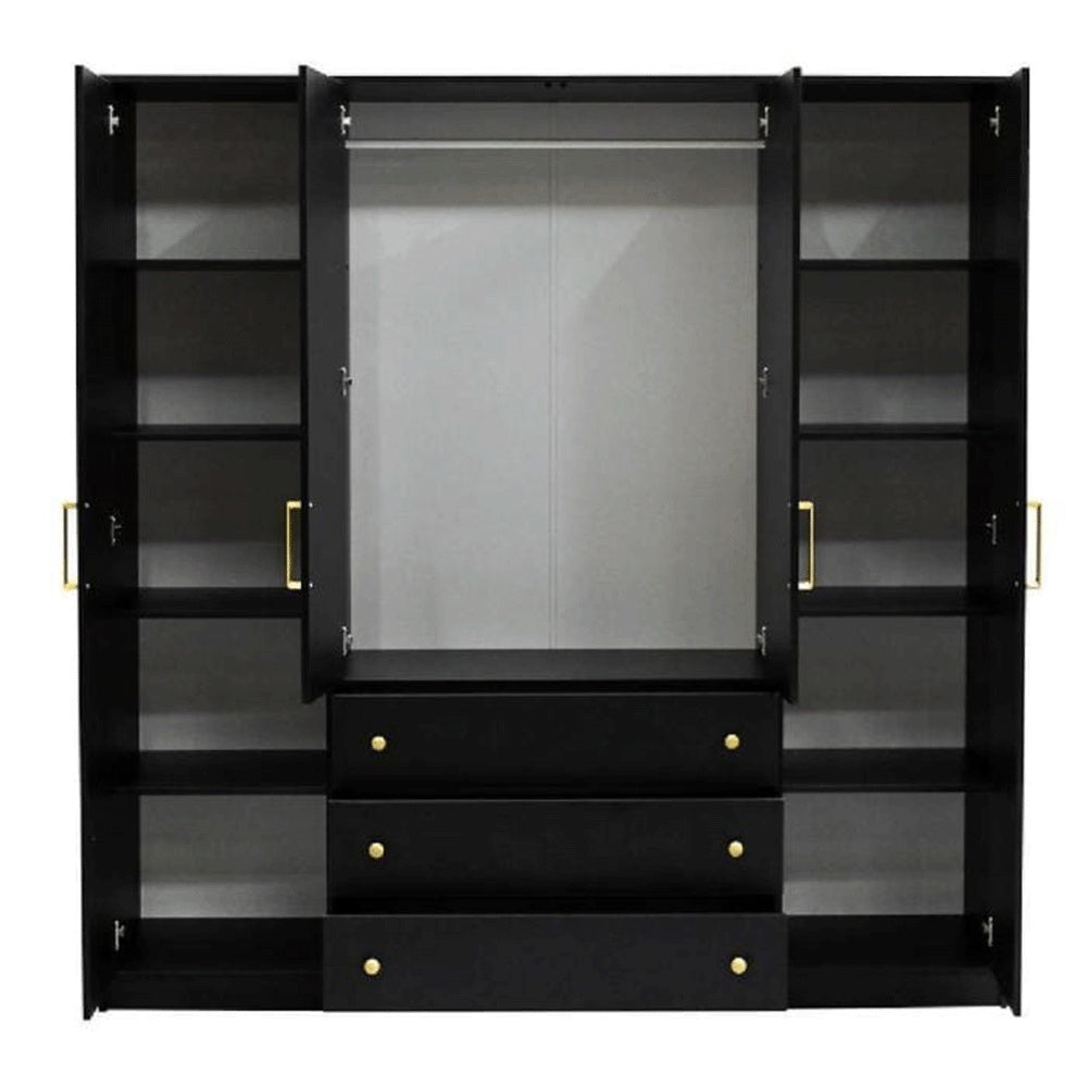 RENZO 4 Door Wardrobe with 3 Drawers Black - 196cm – image 3