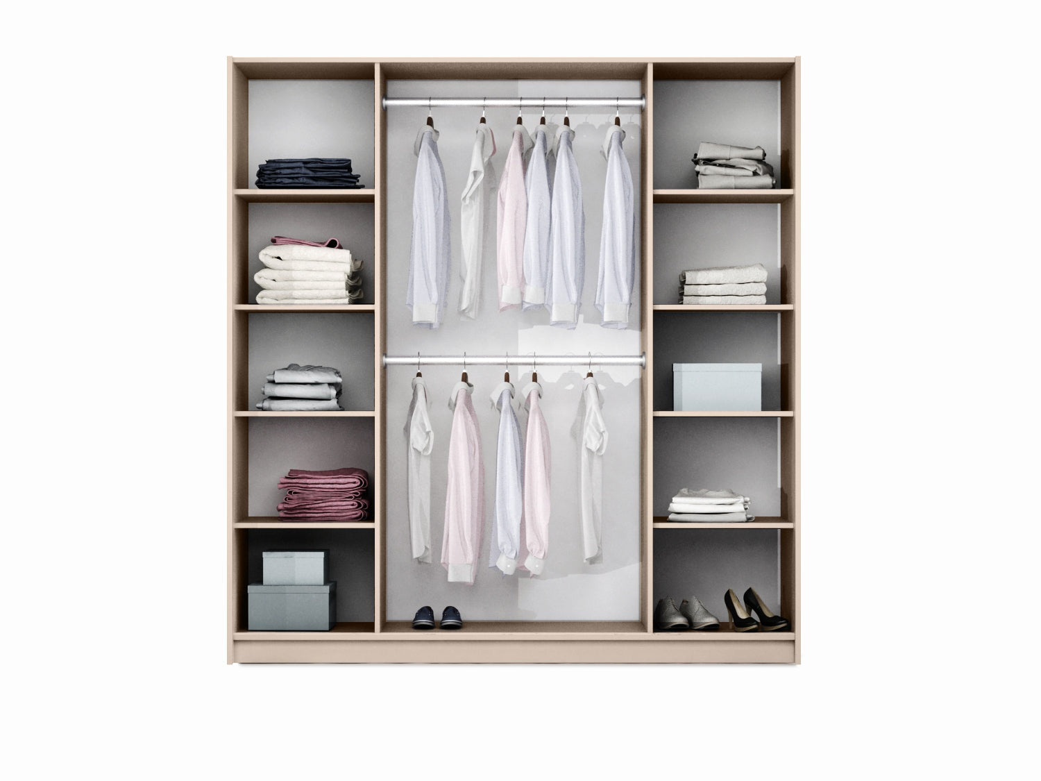 SAVIRA 4 Door Mirrored Sliding Wardrobe Beige - 209cm – image 1