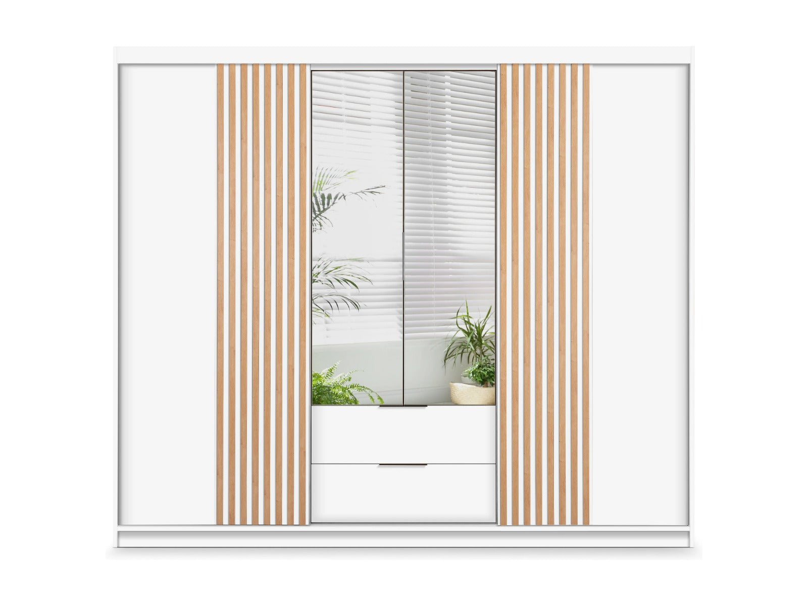 MAJO 4 Door Mirrored Wardrobe with 2 Drawers White - 250cm – image 2