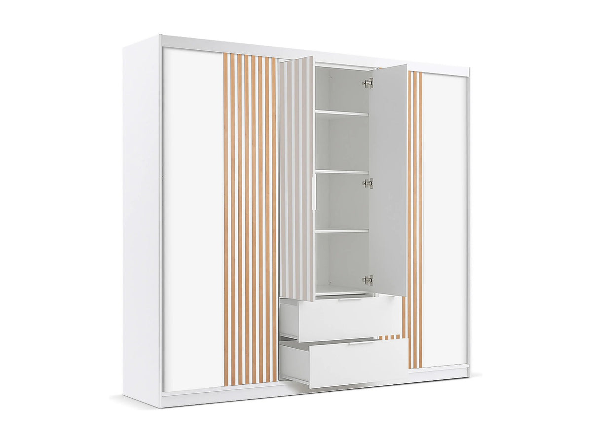 MAJO 4 Door Mirrored Wardrobe with 2 Drawers White - 250cm – image 4