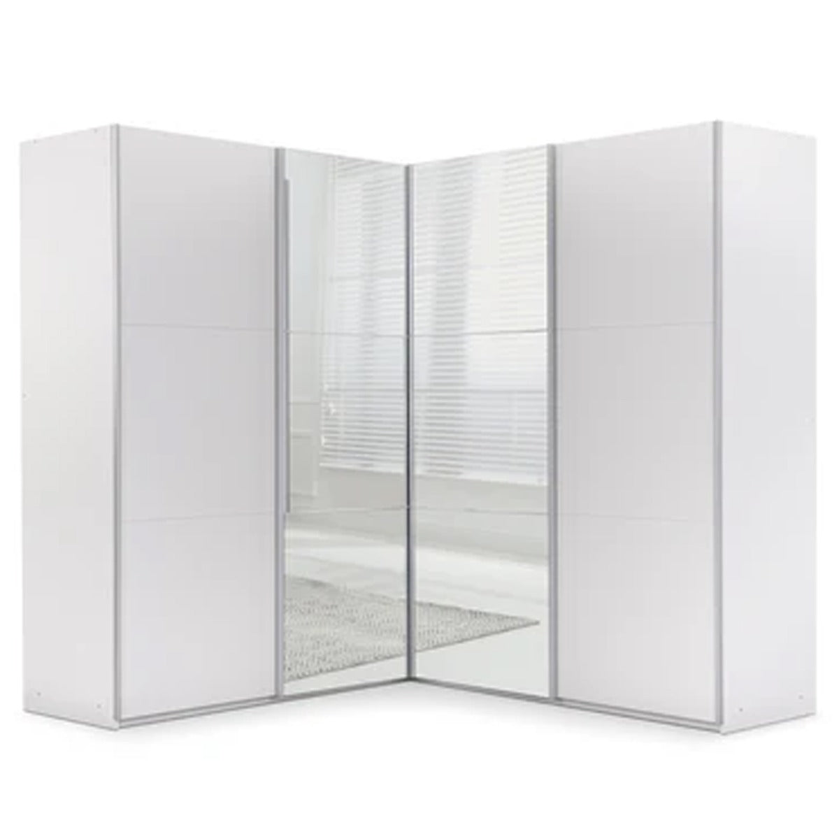 MERIN 4 Door Mirrored Corner Sliding Wardrobe White - 207cm – image 1
