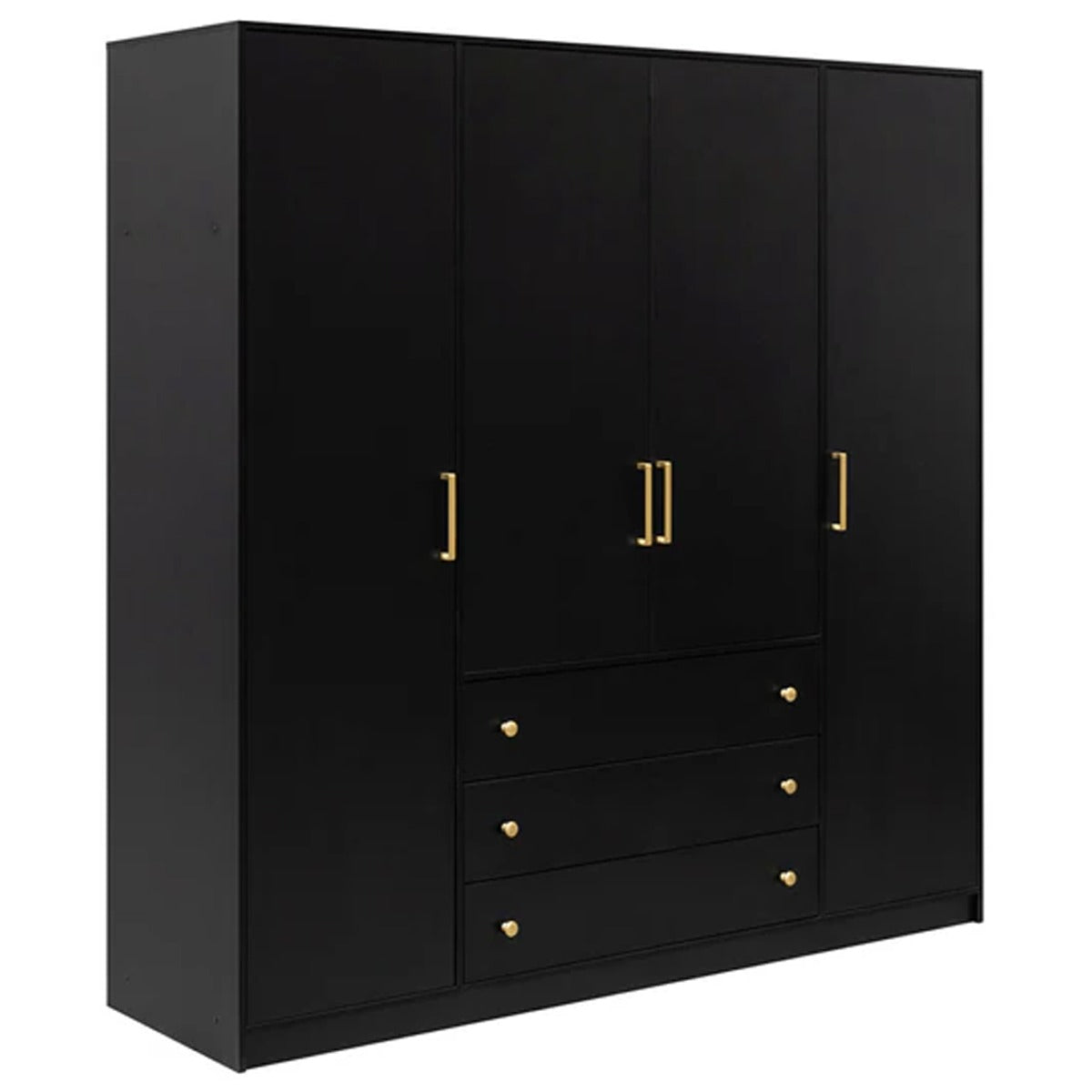 RENZO 4 Door Wardrobe with 3 Drawers Black - 196cm – image 1
