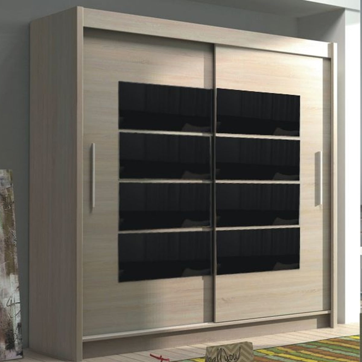 TORENA 2 Door Sliding Wardrobe Light Oak - 180cm – image 1