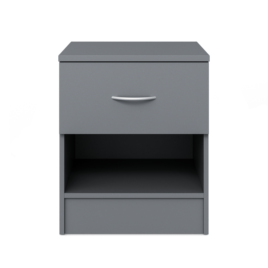 Aysford 40cm 1-Drawer Bedside Table with Open Shelf - Grey — view 2