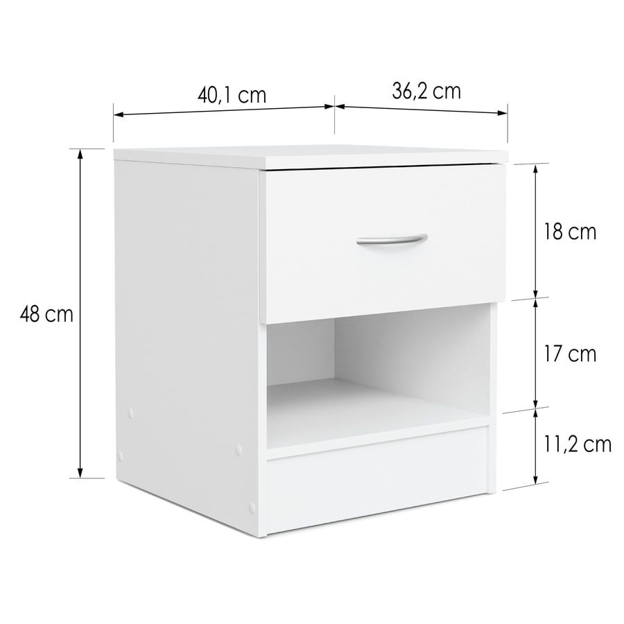 Aysford 40cm 1-Drawer Bedside Table with Open Shelf - Grey — view 3