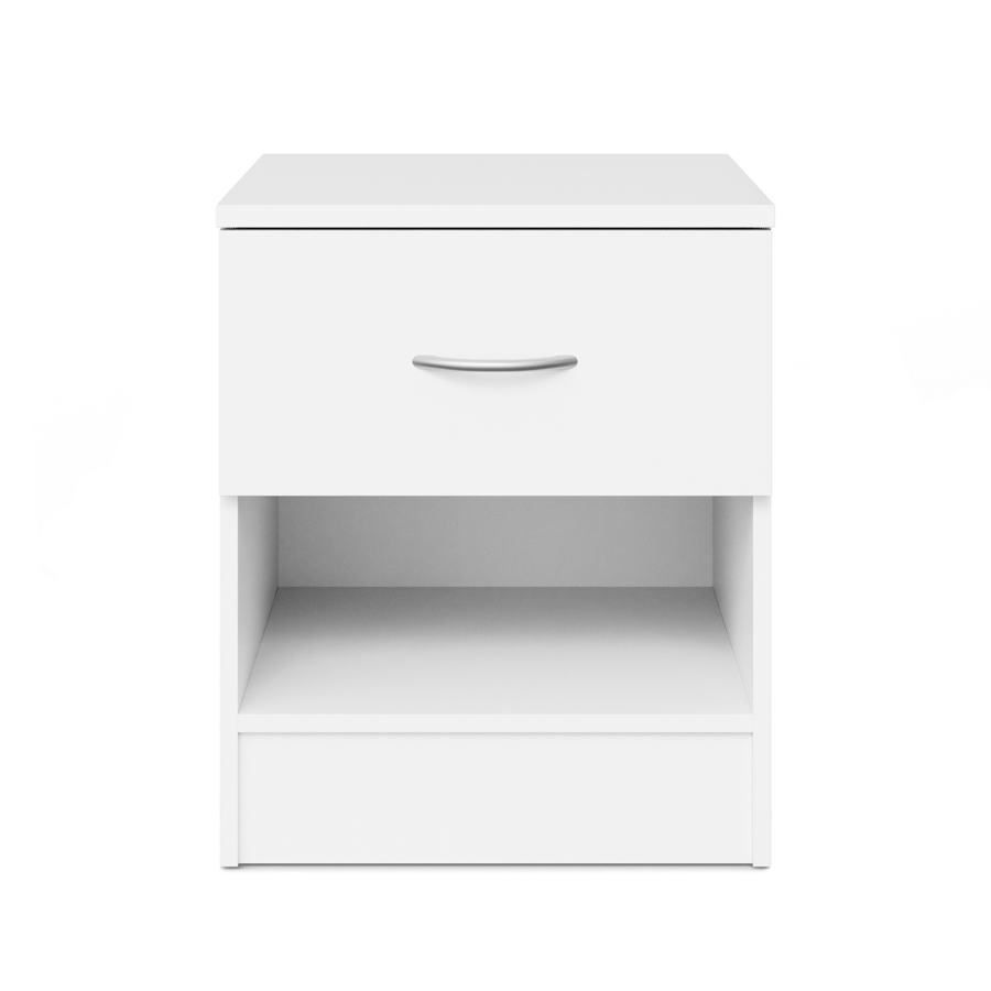 Aysford 40cm 1-Drawer Bedside Table with Open Shelf - White — view 2