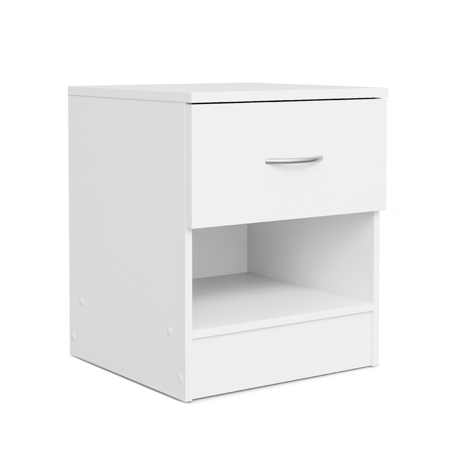 Aysford 40cm 1-Drawer Bedside Table with Open Shelf - White — view 4