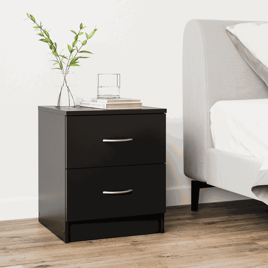 Aysford 40cm 2-Drawer Bedside Table - Black — view 2