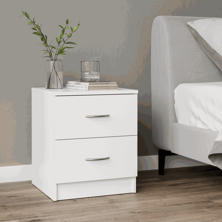 Aysford 40cm 2-Drawer Bedside Table - White — view 2