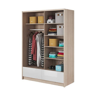 Aztec Mirrored Wardrobe 154cm With 2 Sliding Doors In White Gloss