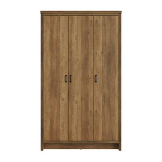 Balcombe Wooden Wardrobe With 3 Doors In Knotty Oak