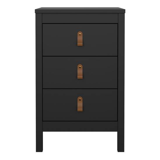 Barcelona 43.8cm 3-Drawer Bedside Table – Matt Black – image 2