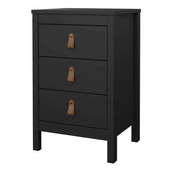 Barcelona 43.8cm 3-Drawer Bedside Table – Matt Black – image 3