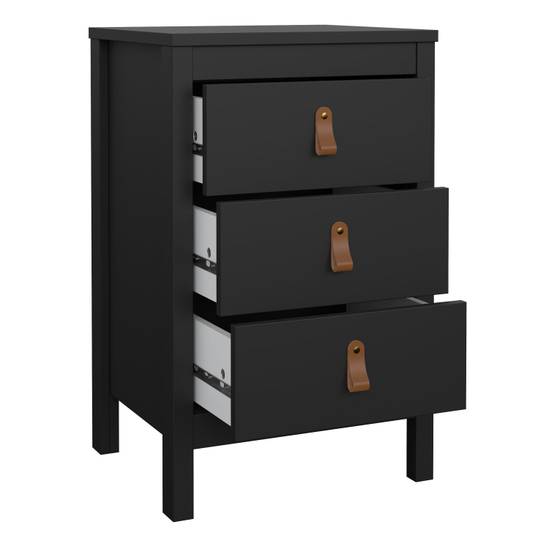 Barcelona 43.8cm 3-Drawer Bedside Table – Matt Black – image 6