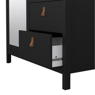Barcila Mirrored Wooden Wardrobe 2 Doors 2 Drawers In Black