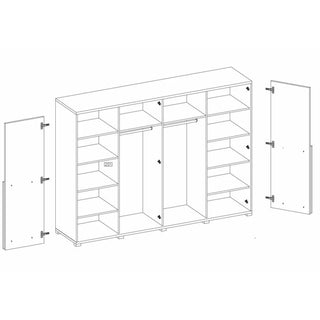 Barrie Mirrored Wardrobe With 4 Hinged Doors In Artisan Oak