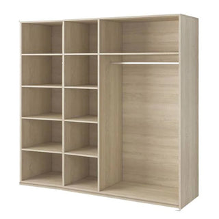CHOICEWARDROBE Breslin San Remo Oak 4 Door Mirrored Wardrobe – Basalt Frame, Hanging Rail & Shelves