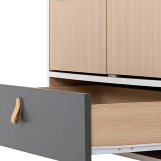Batam Mirrored Wardrobe 2 Doors In Oak Effect And Grey