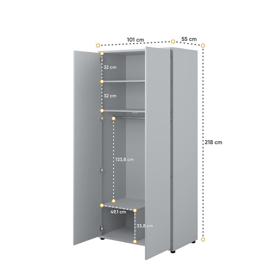 Bed Concept BC-20 Hinged Door Wardrobe 101cm - Oak Artisan — view 3