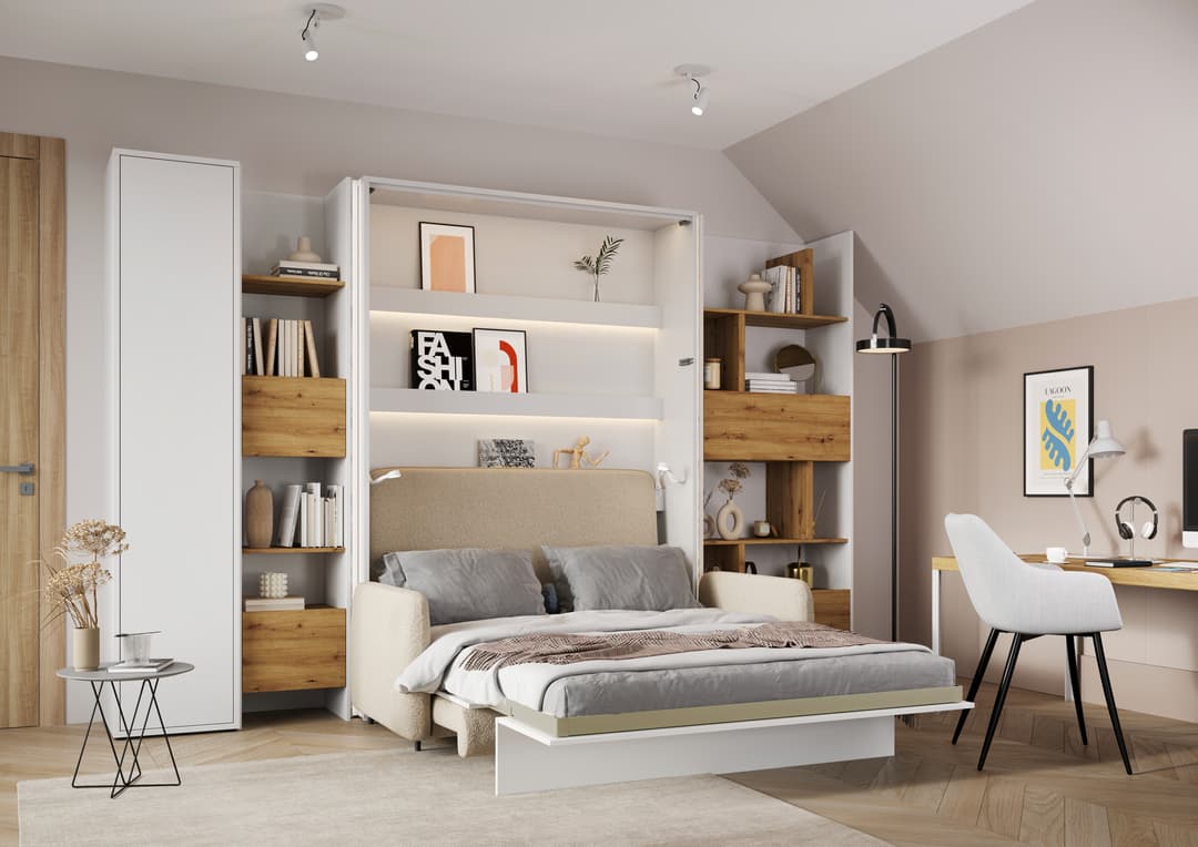 Bed Concept BC-20 Hinged Door Wardrobe 101cm - White Matt — view 4
