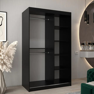 Beloit Mirrored Wardrobe 2 Sliding Doors 120cm In Black