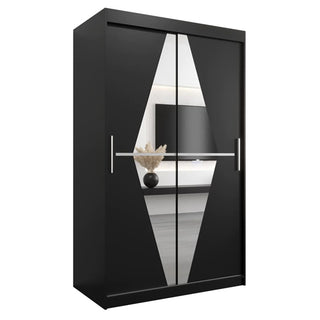 Beloit Mirrored Wardrobe 2 Sliding Doors 120cm In Black