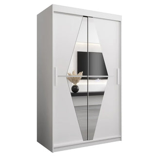 Beloit Mirrored Wardrobe 2 Sliding Doors 120cm In White