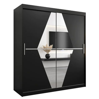 Beloit Mirrored Wardrobe 2 Sliding Doors 180cm In Black
